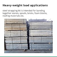 Vista 4 de IDL Packaging Ultimate Kit de flejado de acero de 1/2 pulgada x 200 pies, resistencia a la rotura de 1100 libras - Herramienta de combinación 3