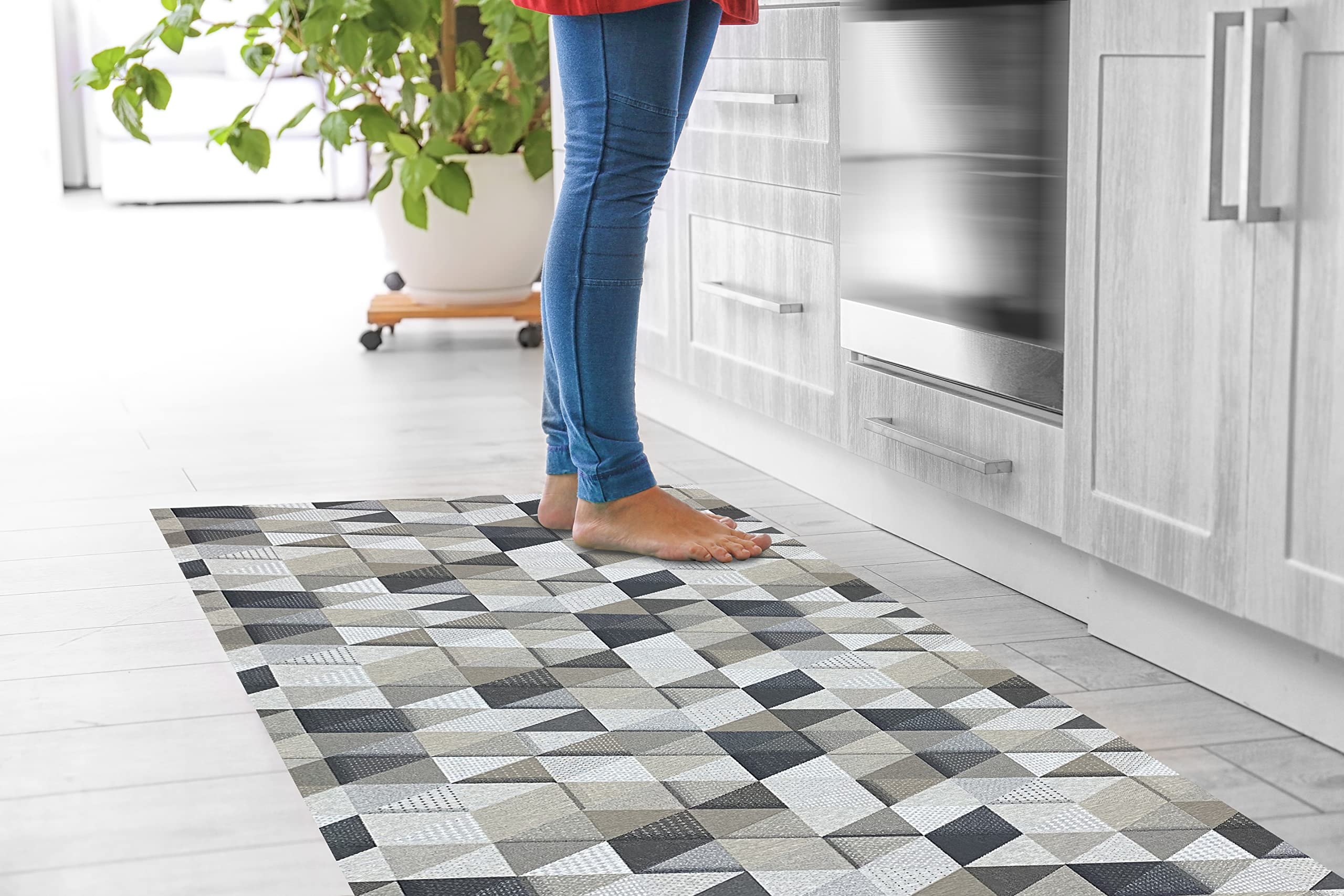 IlGruppone Tappeto Cucina Antiscivolo Made in Italy Passatoia Antimacchia Multiuso Corridoio Soggiorno Lavabile in Lavatrice - Nero/Grigio - 50x400cm
