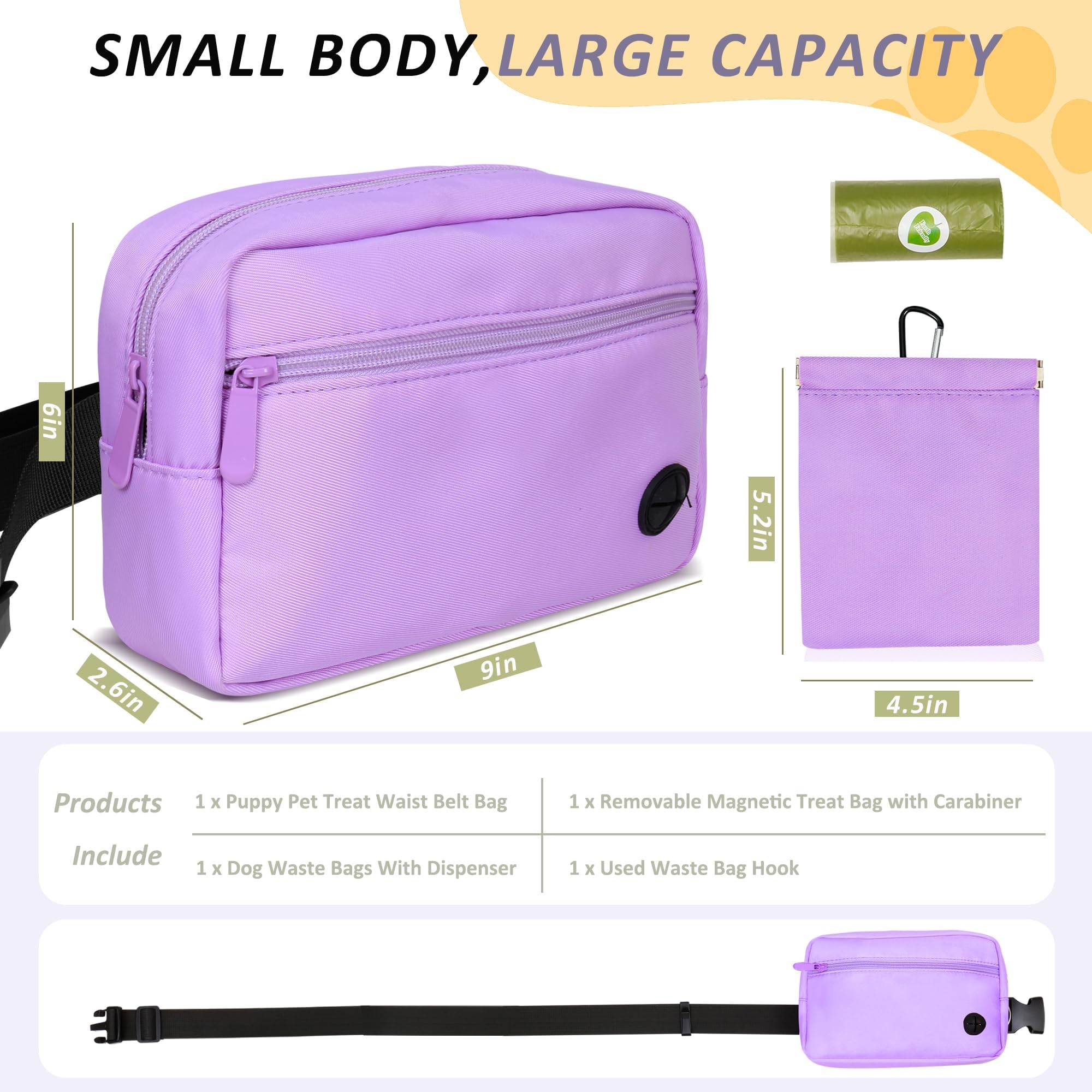 Dog Walking Bag with Carabiner, Puppy Training Bag Fanny Pack for Dogs Treats Dog's Treat Pouch with Poop Bags Holder - Image 2