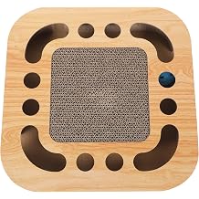 Cat Scratching Board Set with Bell Ball, Blue Floral Pattern