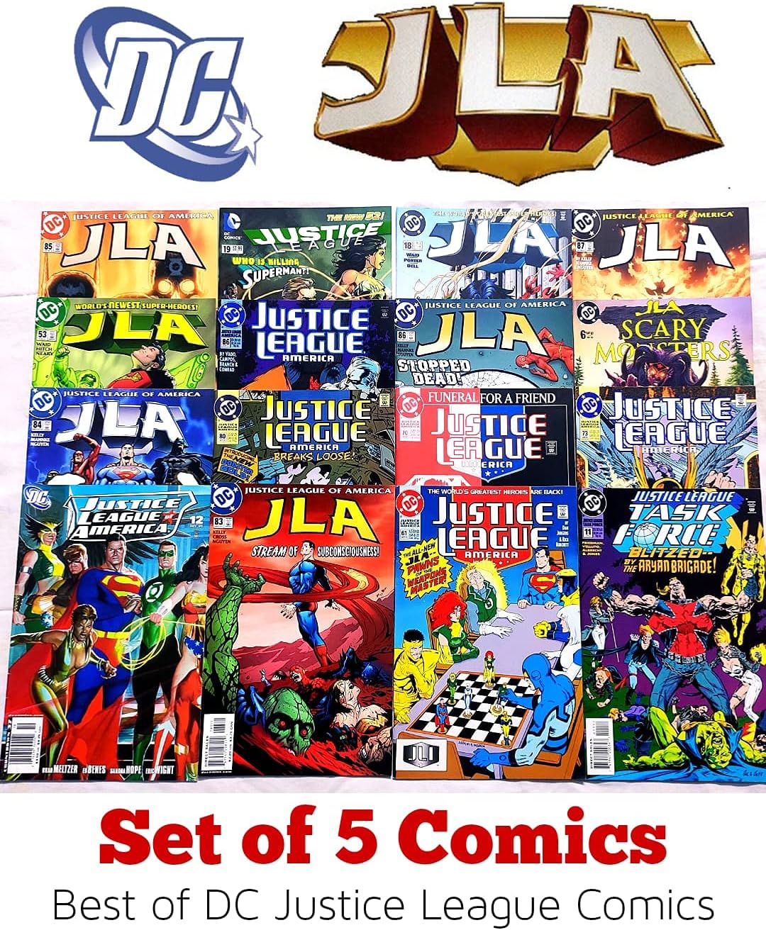 Set of 5 Justice League/ Justice League of America/ JLA Comics by DC Comics (Assorted & Different issues)