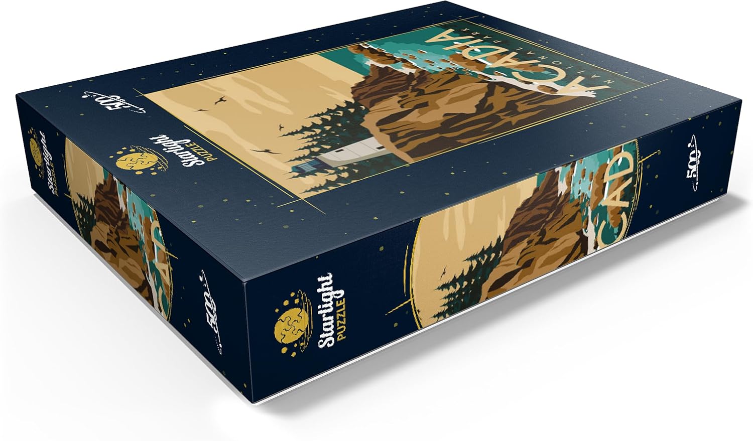 MyPuzzle Acadia National Park Maine USA Art Deco Style Vintage Poster Illustration - Premium 500 Piece Jigsaw Puzzle for Adults