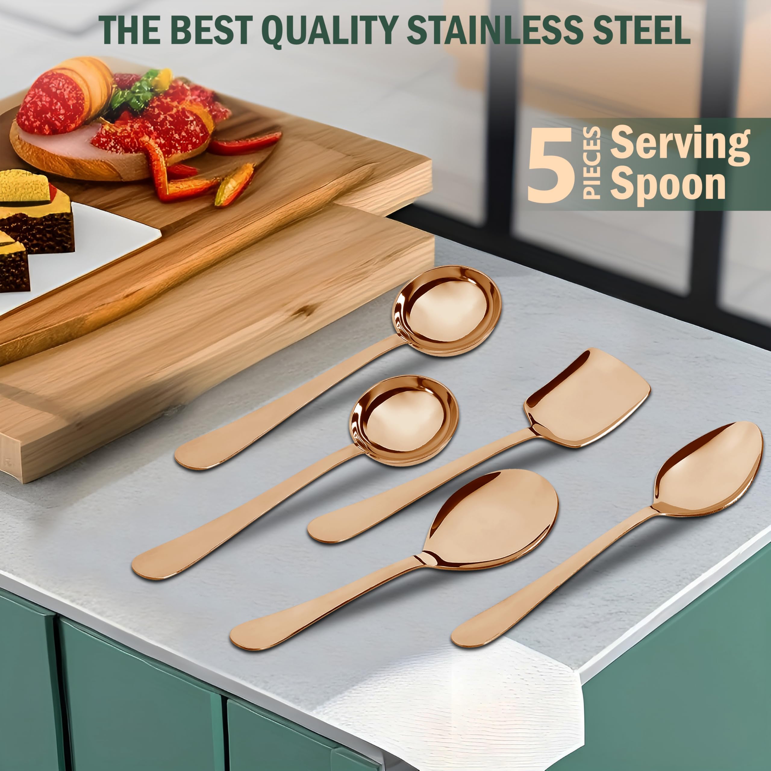 Parage Stainless Steel Serving Spoons - 5 Piece Set -4
