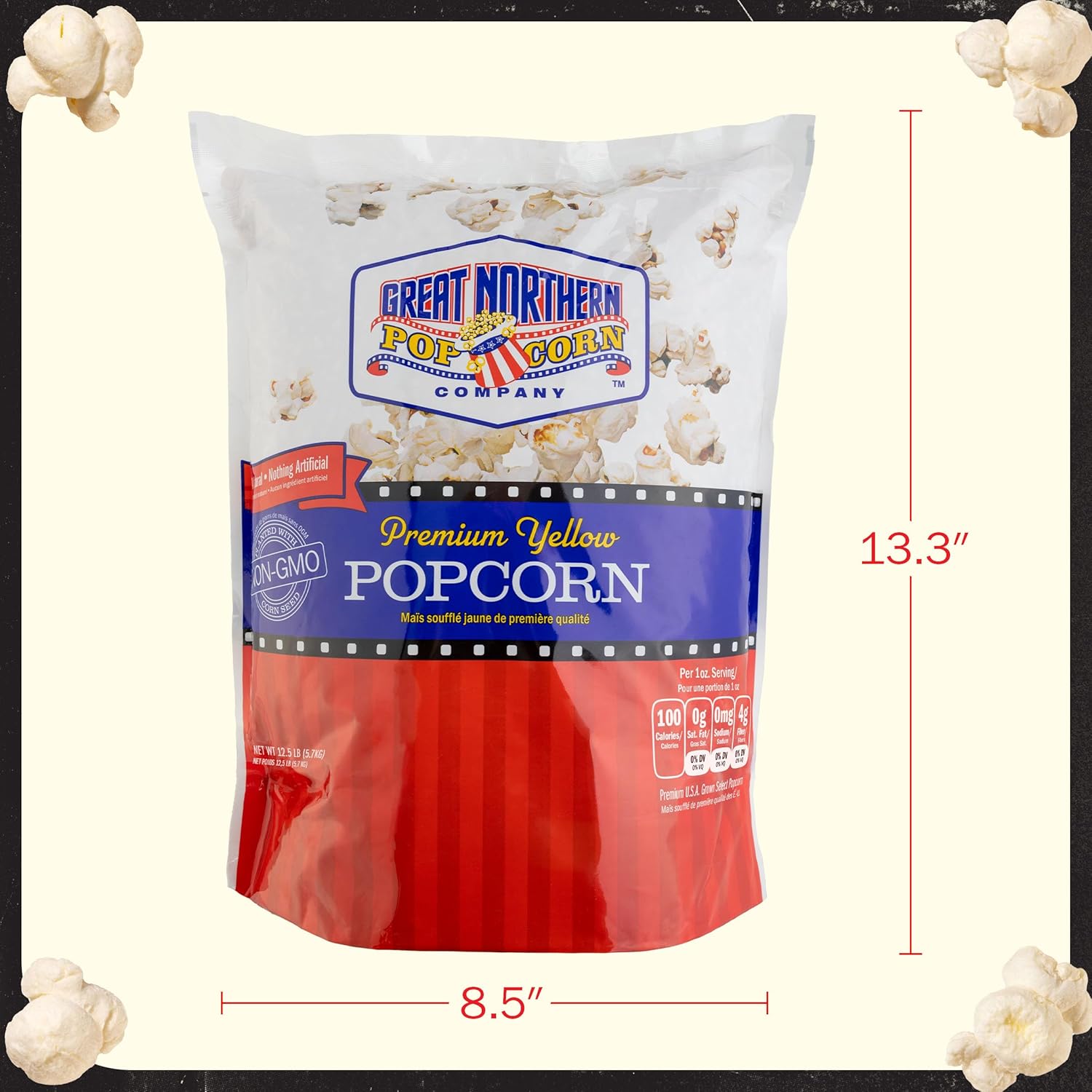 Yellow Popcorn Kernels Bulk Resealable 12lb Bag - Non-GMO Premium Gourmet Popcorn Kernels for Popping in Microwave, Stovetop, or Machine by Great Northern Popcorn