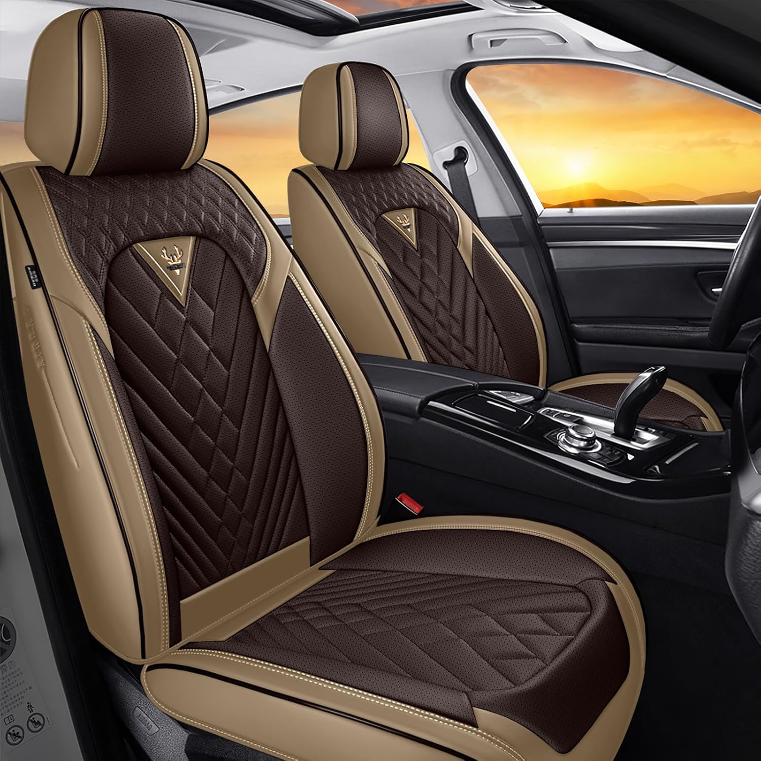 Fit for Ford F150 King Ranch Seat Covers 2010-2023 2024 2025, Premium Leather Waterproof Truck Front Seat Cover, Stain-Resistant & Easy Install Clean Seat Protector(Brown Coffee/Standard 2 Seats)