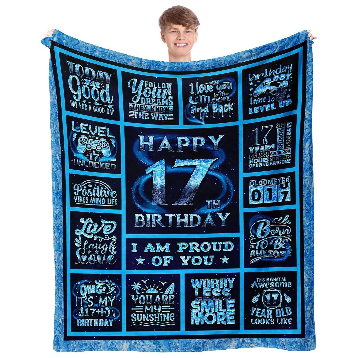 Lemzcen Boys Ice-17Th Birthday 17 Year Old 'S Gift Ideas - 17Th Birthday Decorations For Throw Blanket 60" X50"