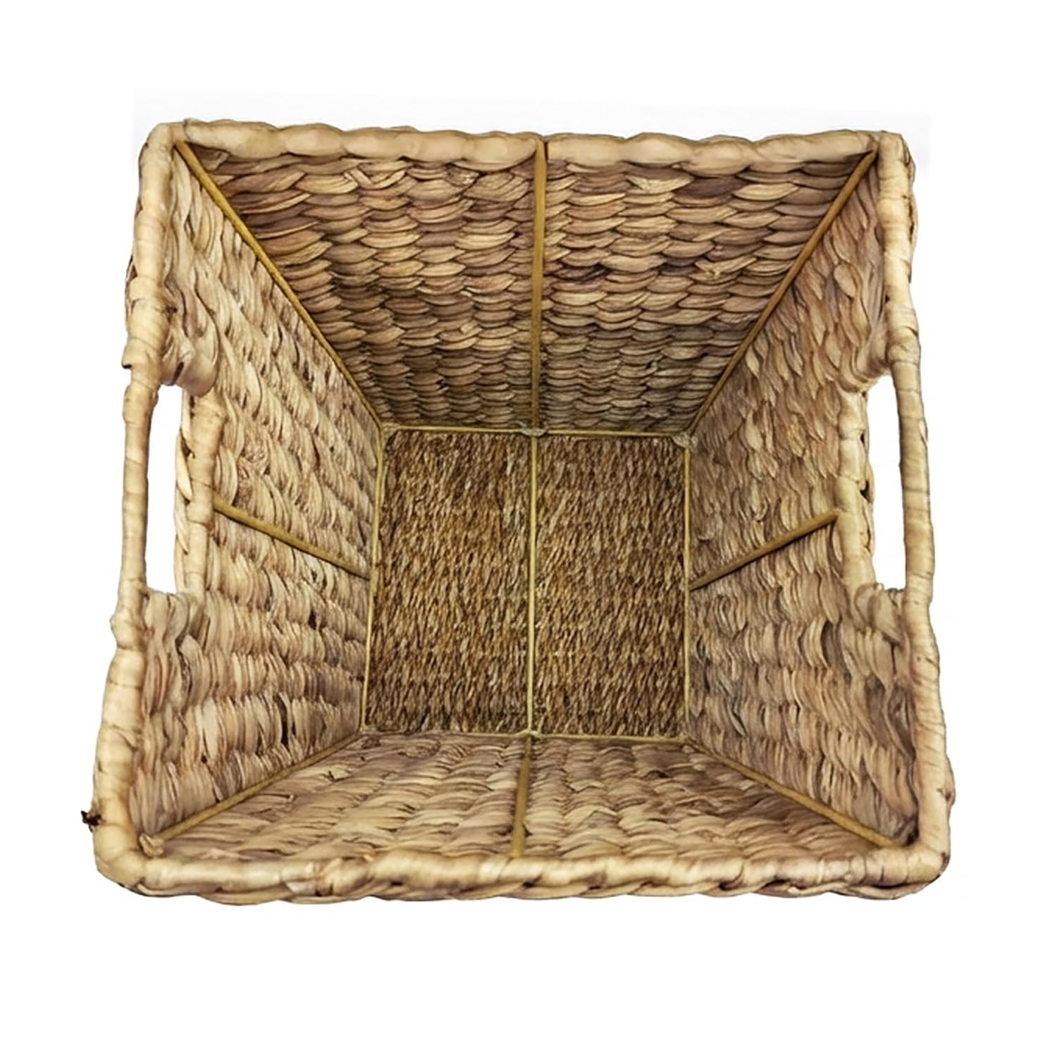 Relaxdays Water Hyacinth Waste Paper Basket for Office & Living Room, Square, Natural, 30x25x25 cm