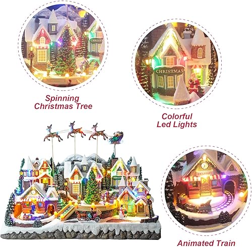 Miniatura 2 de Christmas Village House Decoration,Colourful LED Lights Light Up Buildings,Christmas Cinema Scence,Music Rendering Atmosphere (Colourful)