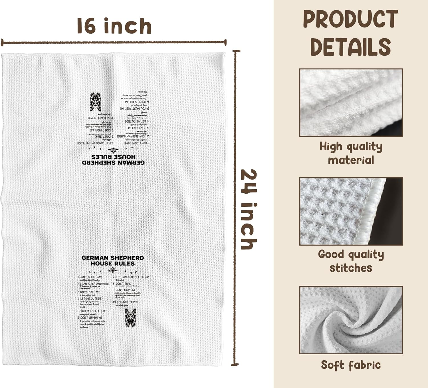TNUW German Shepherd House Rules Kitchen Towels 16X24In, German Shepherd Gifts, German Shepherd Gifts for Women, Dog Kitchen Towels, German Shepherd Hand Tea Dish Towels for Kitchen Bathroom Decor - Image 7