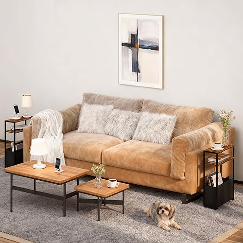 Miniatura 8 de Mesa auxiliar estrecha de 15.7 pulgadas, mesita de noche delgada con estante de almacenamiento y cesta, mesa auxiliar que ahorra espacio para