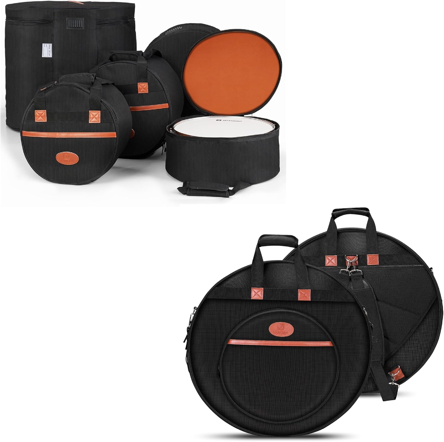 Vangoa 5-Piece Drum Bag Set and 22" Cymbal Bag with Dividers