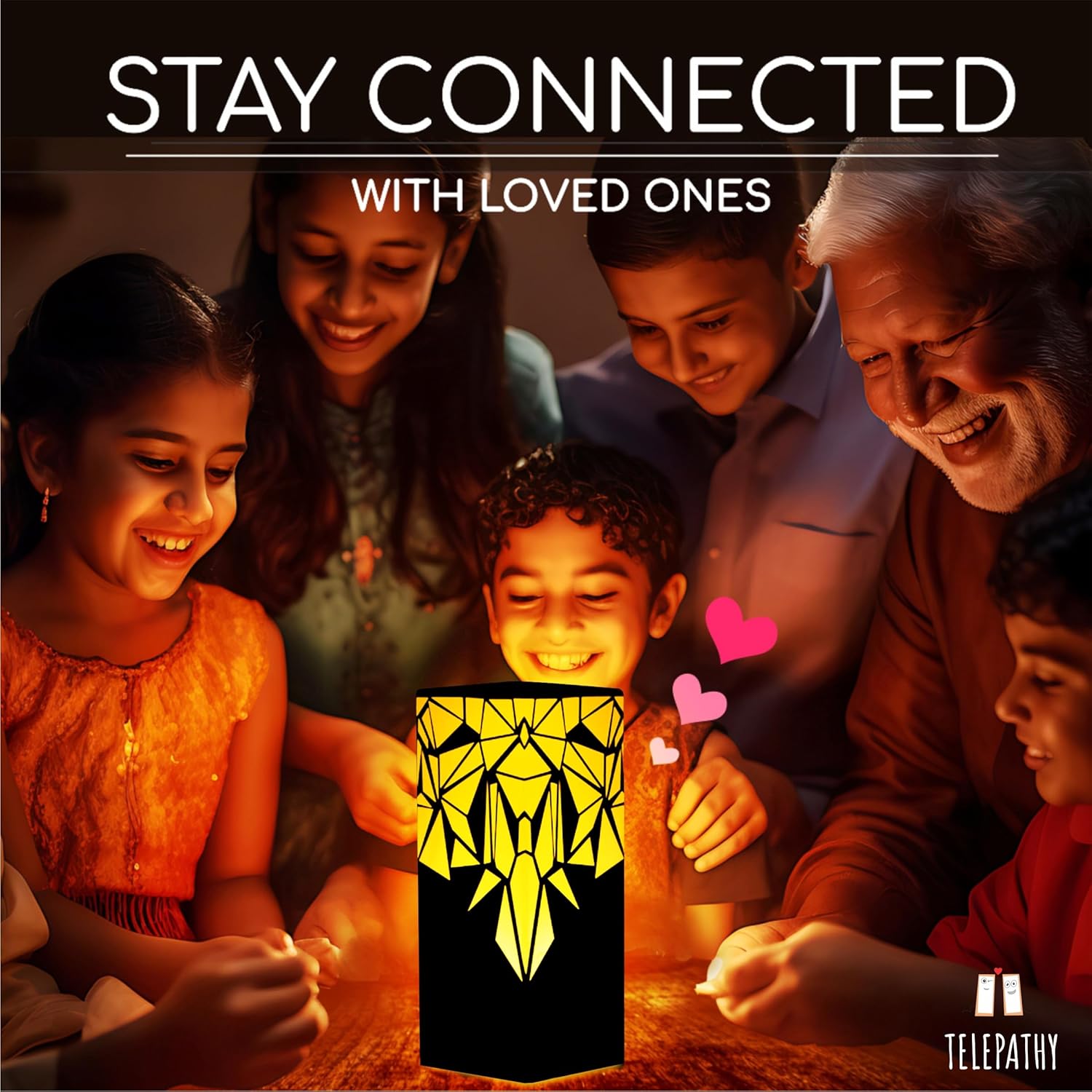 Telepathy® Long Distance Friendship Lamp® - Raining Diamonds Design | Wi-fi Touch Lamp LED Lights for family members who stays apart | Friendship Day Gifts (Set of 3)