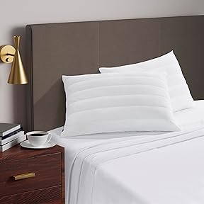 Cooling Quilted Hypoallergenic Soft/Medium Bed Pillows for Side, Stomach or Back Sleepers (2 Pack)
