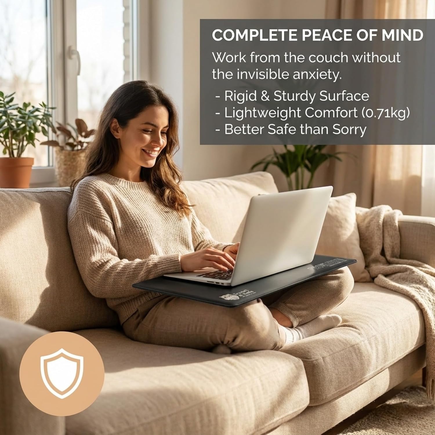 Lap-top Radiation Shield - Radiation Blocker, Lap Desk Tray - EMF Shield & Heat Protection Bed Desk Lap top Tray, Stand Bed with Heat Emission Reduction by Up to 99% - Lap top Desk - 17" Black \ image 5