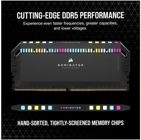 CORSAIR DOMINATOR PLATINUM RGB DDR5 RAM 32GB (2x16GB) 5200MHz CL40 Intel XMP iCUE Compatible Computer Memory - Black (CMT32GX5M2B5200C40)