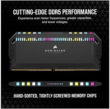 CORSAIR DOMINATOR PLATINUM RGB DDR5 RAM 32GB (2x16GB) 5200MHz CL40 Intel XMP iCUE Compatible Computer Memory - Black (CMT32GX5M2B5200C40)