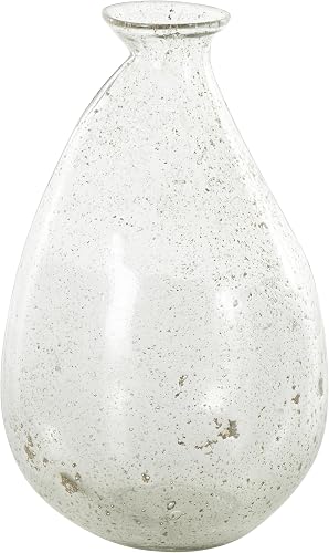 Deco 79 Glass Decorative Vase Speckled Centerpiece Vases with Brown Accents, Flower Vases for Home Decoration 7" x 7" x 12", Clear