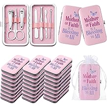 24 Pack Mother's Day Manicure Set Gifts for Women Portable 7 in 1 Nail Clippers Kit with Organizer Case and Gift Bags Mother's Day Church Christian Gifts for Mom's Party Favor