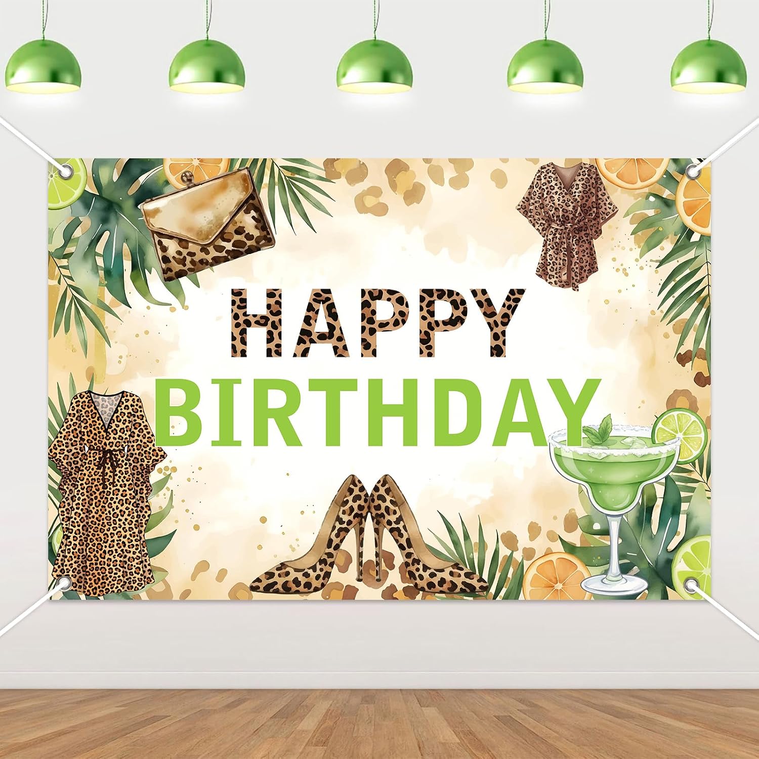 Moo Moos and Margaritas Birthday Party Backdrop, Leopard Print Margarita Birthday Decorations for Women Female, Cheetah Photography Background for Margs and Matrimony Party Supply