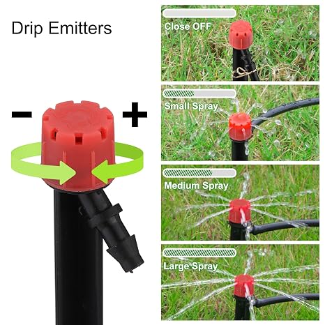 110FT Drip Irrigation System 90PCS Kit, Quick-Connect Automatic Garden Watering DIY System with Adjustable Nozzles & Sprinklers for Garden Greenhouse Flower Lawn Potted Plants