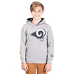 Ultra Game NFL Official Youth Super Soft Hoodie Sweatshirt Pullover - Warm Polyester Blend, Los Angeles Rams, Heather Gray, 10-12