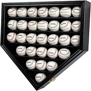 DisplayGifts Baseball Display Case Frame Shadow Box Wall Cabinet Holder to Hold 30 Balls,