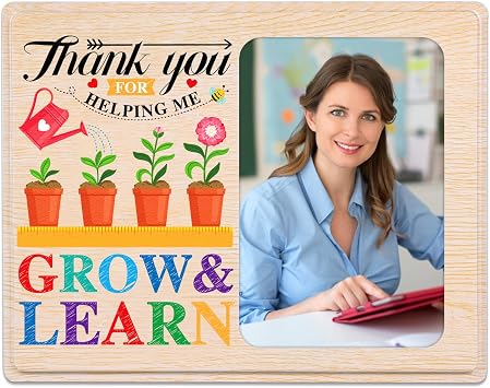 D24TIME Teacher Picture Frame Thank You for Helping Me Grow and Learn Teacher Appreciation Gifts for Women Graduation Gift from Student End of the Year Inspirational Retirement Gifts for Teachers