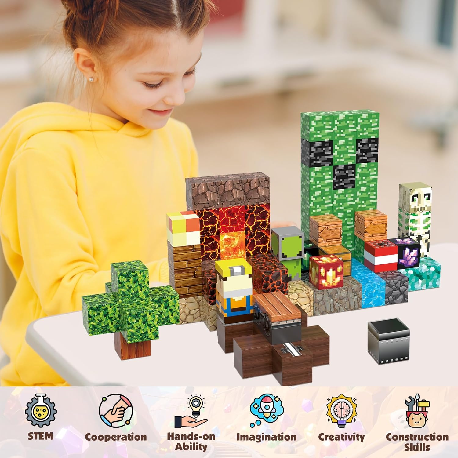 JIMI Magnetic Building Blocks Set, Magnetic Blocks STEM Construction Toys, Montessori Sensory Stacking Toys for Boys Girls Age 3 4 5 6 7 8, Magnet Cubes Christmas Birthday Present for Kids - Image 3