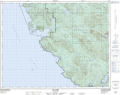 San Josef - 102 I9 - Columbia Británica - Mapa de pared de papel de 32 x 25.25 pulgadas