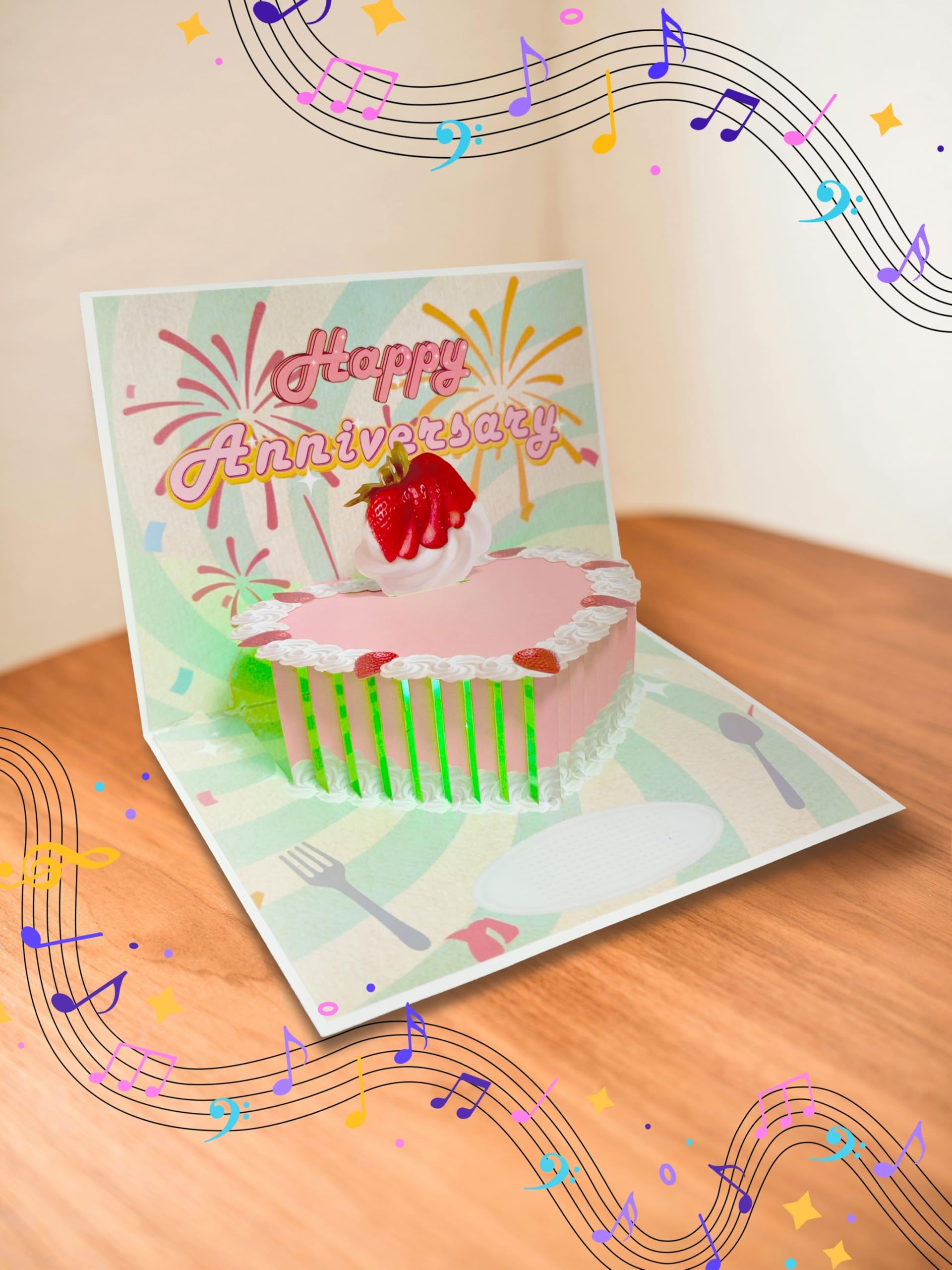 Herz Pop Up Jubiläumskarte 3D Kuchen Design