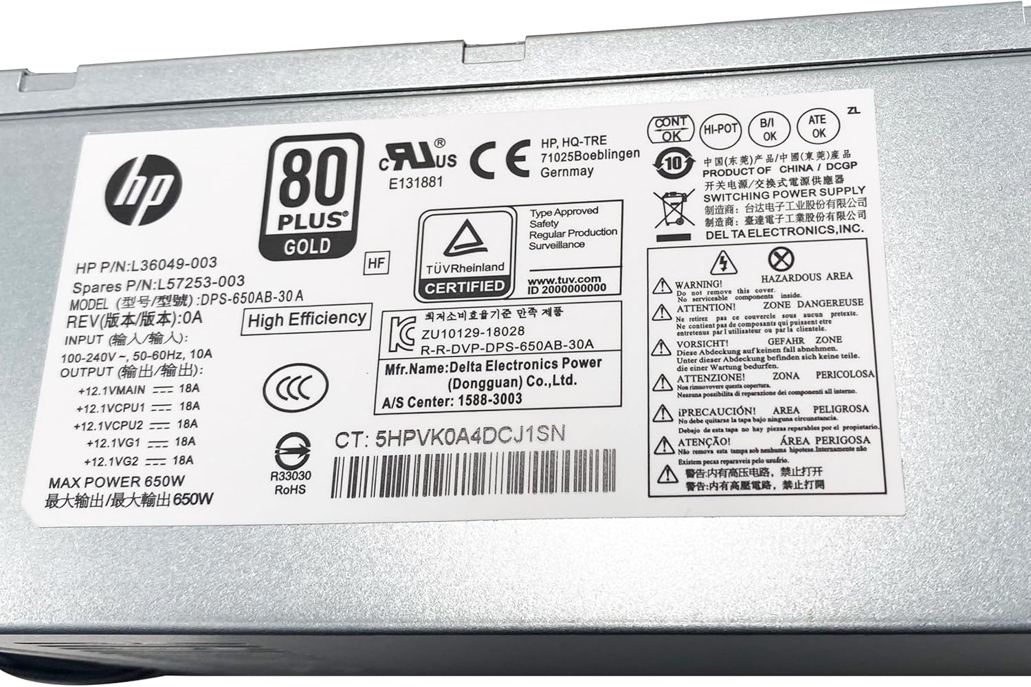 BestParts 650W PSU Unit Power Supply Replacement for HP Z2 G8 G9 SFF Desktop