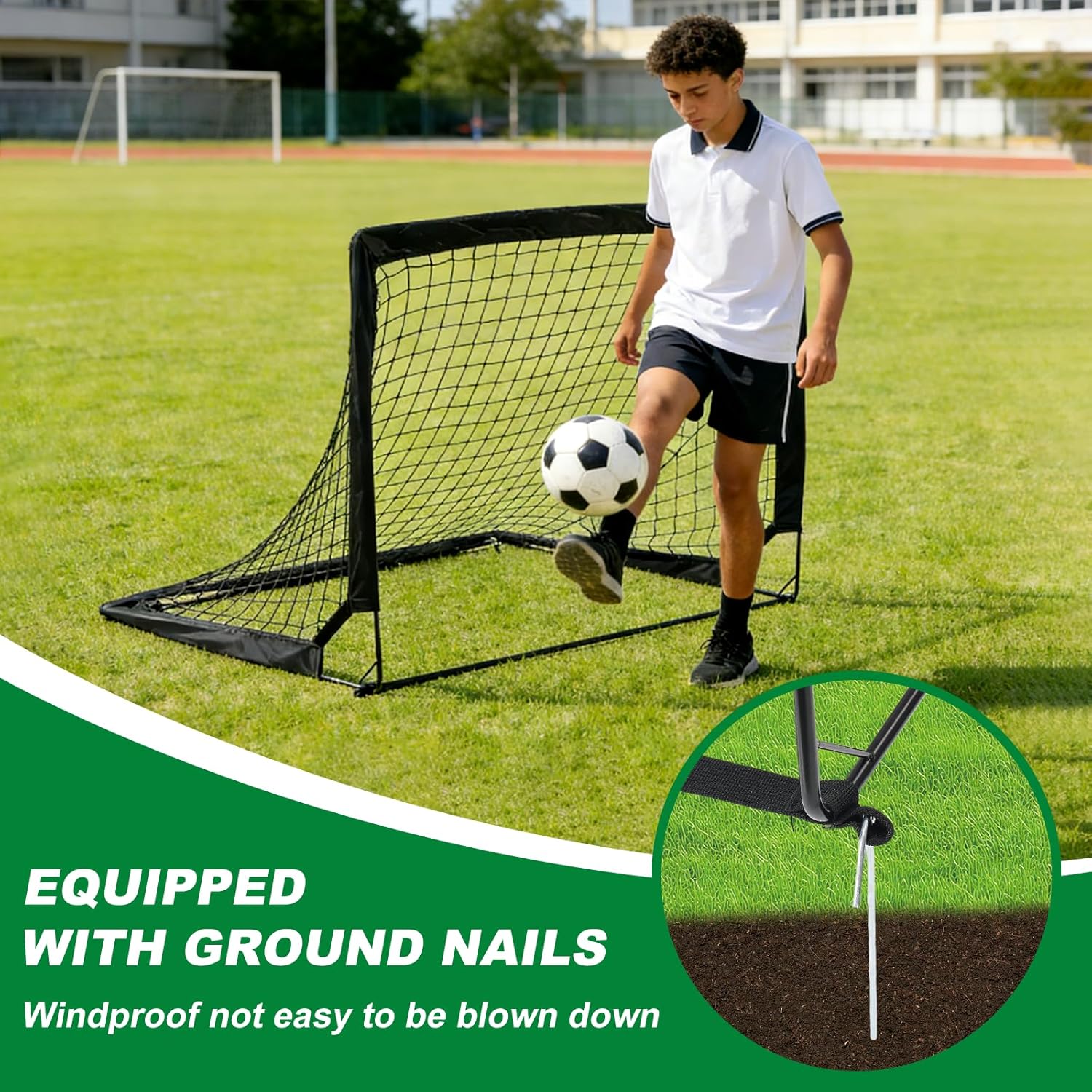1 Pack 4’ x 3’ Portable Soccer Goals for Backyard, Indoor & Outdoor Pop Up Soccer Goals, Black