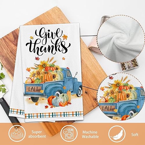 Miniatura 3 de pinata Juego de 4 toallas de cocina de otoño, toallas de cocina de Acción de Gracias, toallas de mano de camión para baño, decoraciones de otoño