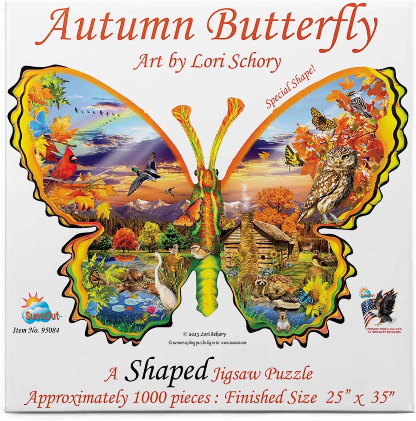 SUNSOUT INC - Autumn Butterfly - 1000 pc Shaped Jigsaw Puzzle by Artist: Lori Schory - MPN# 95084