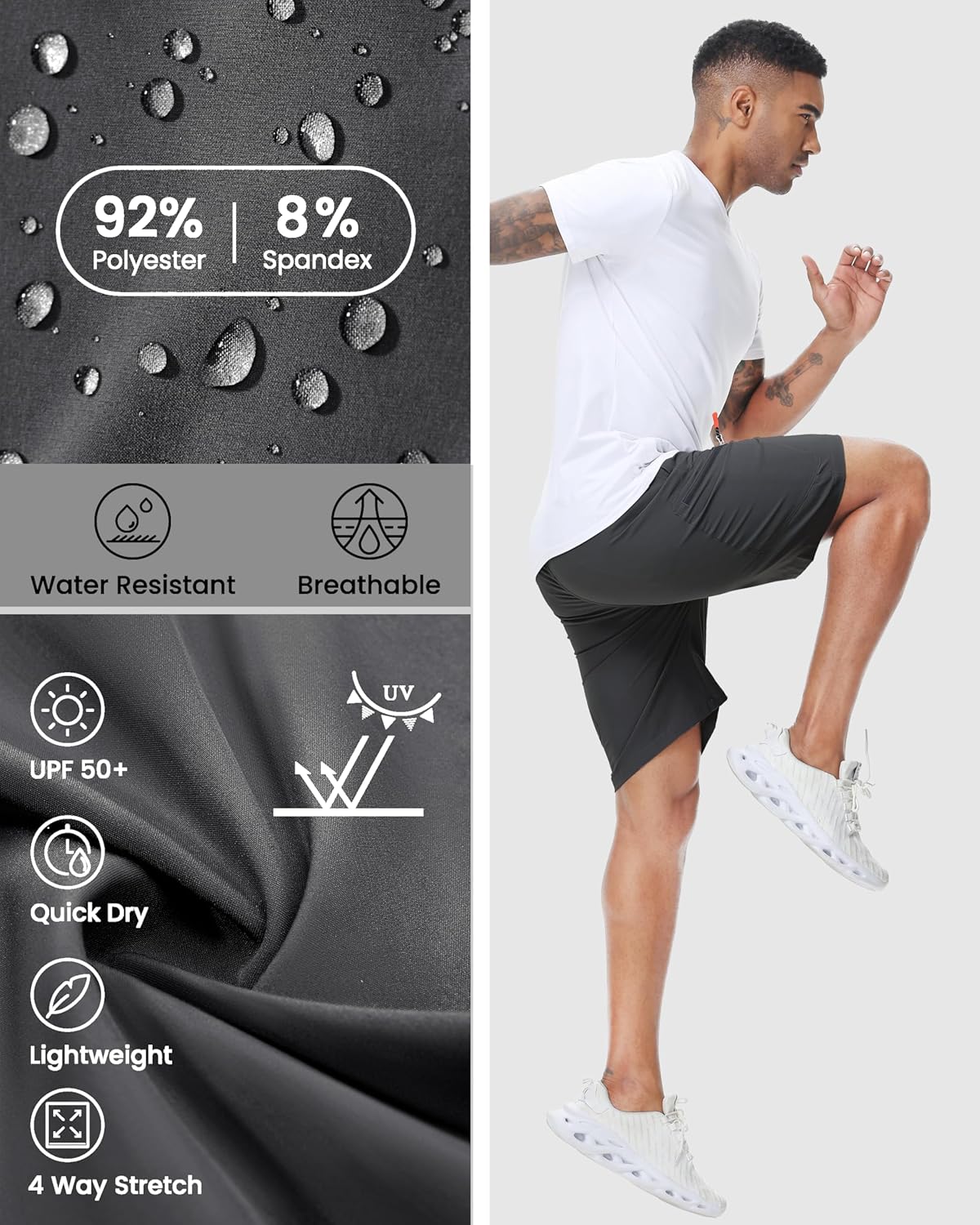 LAZYDAY Men's Hiking Cargo Shorts with Zipper Pockets Elastic Waist Quick Dry for Outdoor,Travel,Summer,Fishing - Image 6