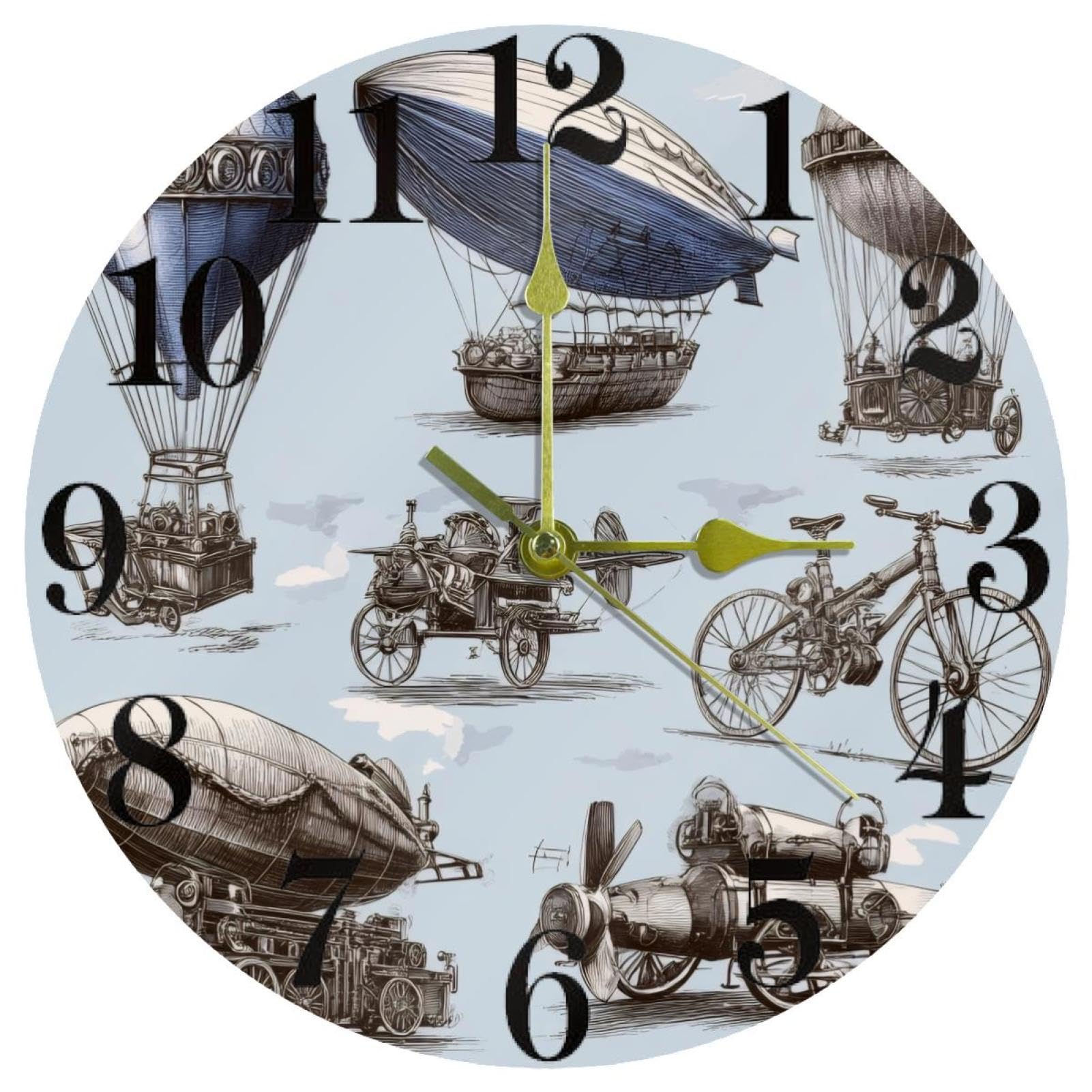 Horloge murale ballon d'avion sans tic-tac pour retrouver le sommeil