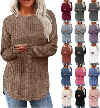 LRMQS Long Sleeve Shirts for Women Trendy Casual Loose Fit Dressy Tunic Tops Fall Fashion 2025 Warm Sweater Holiday Outfits