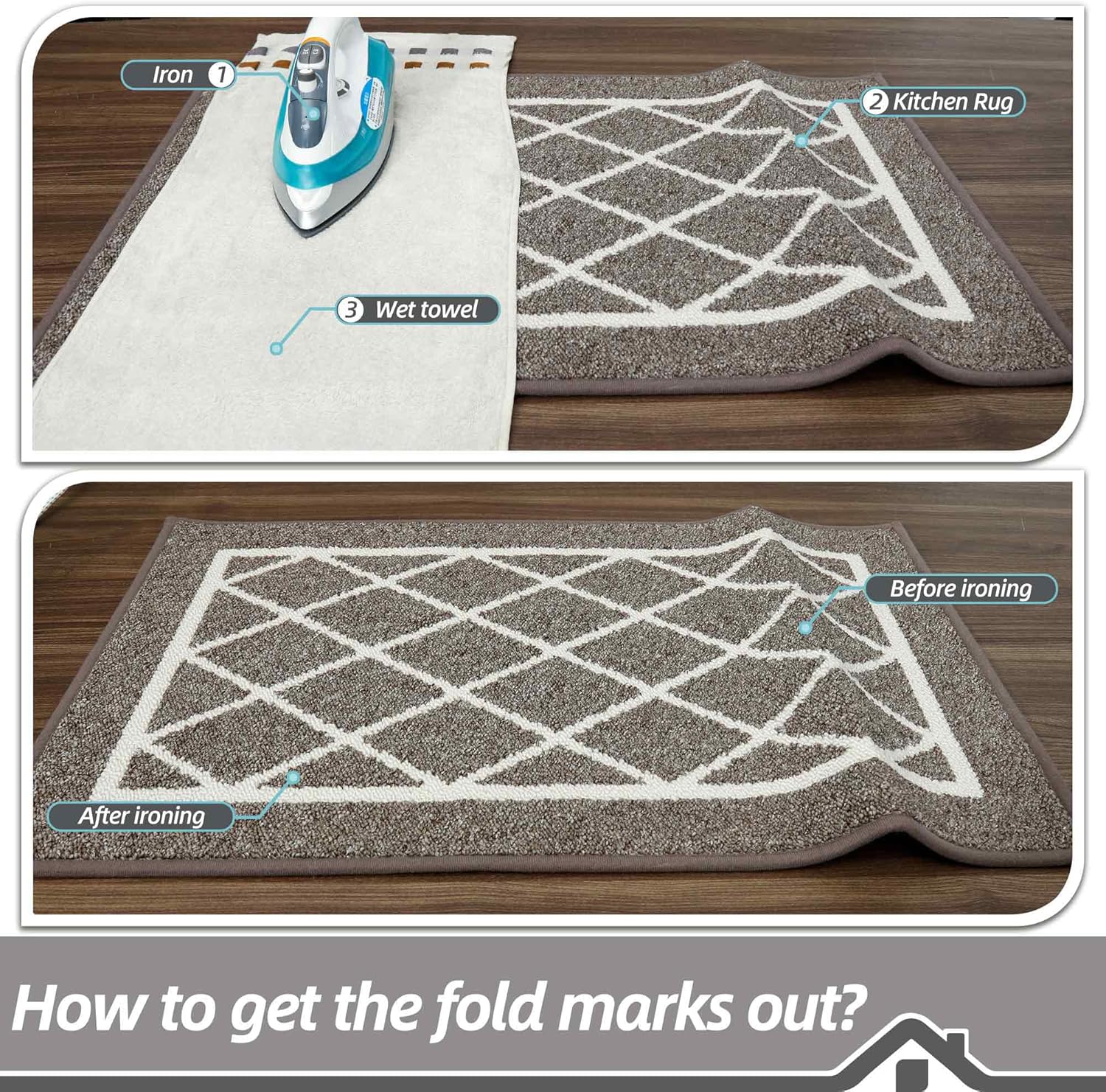 BEQHAUSE Kitchen Rugs Non Slip Kitchen Mats for Floor Machine Washable Absorbent Kitchen Carpet with TPR Non Slip Backing 32"x48" Brown