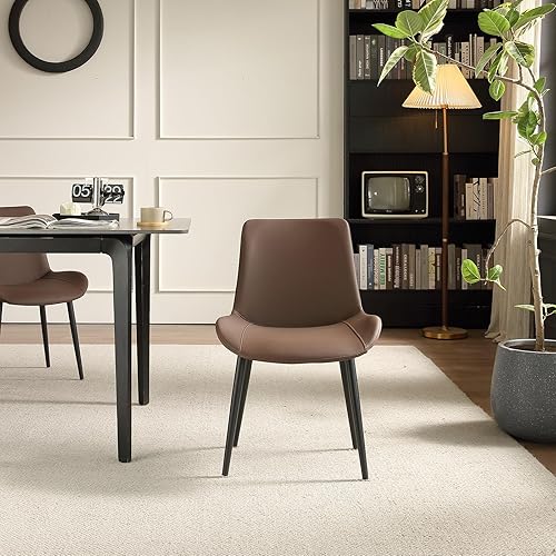 Miniatura 9 de seonyou Juego de 4 sillas de comedor tapizadas de piel sintética de mediados de siglo, cómodas sillas de comedor con marco de metal