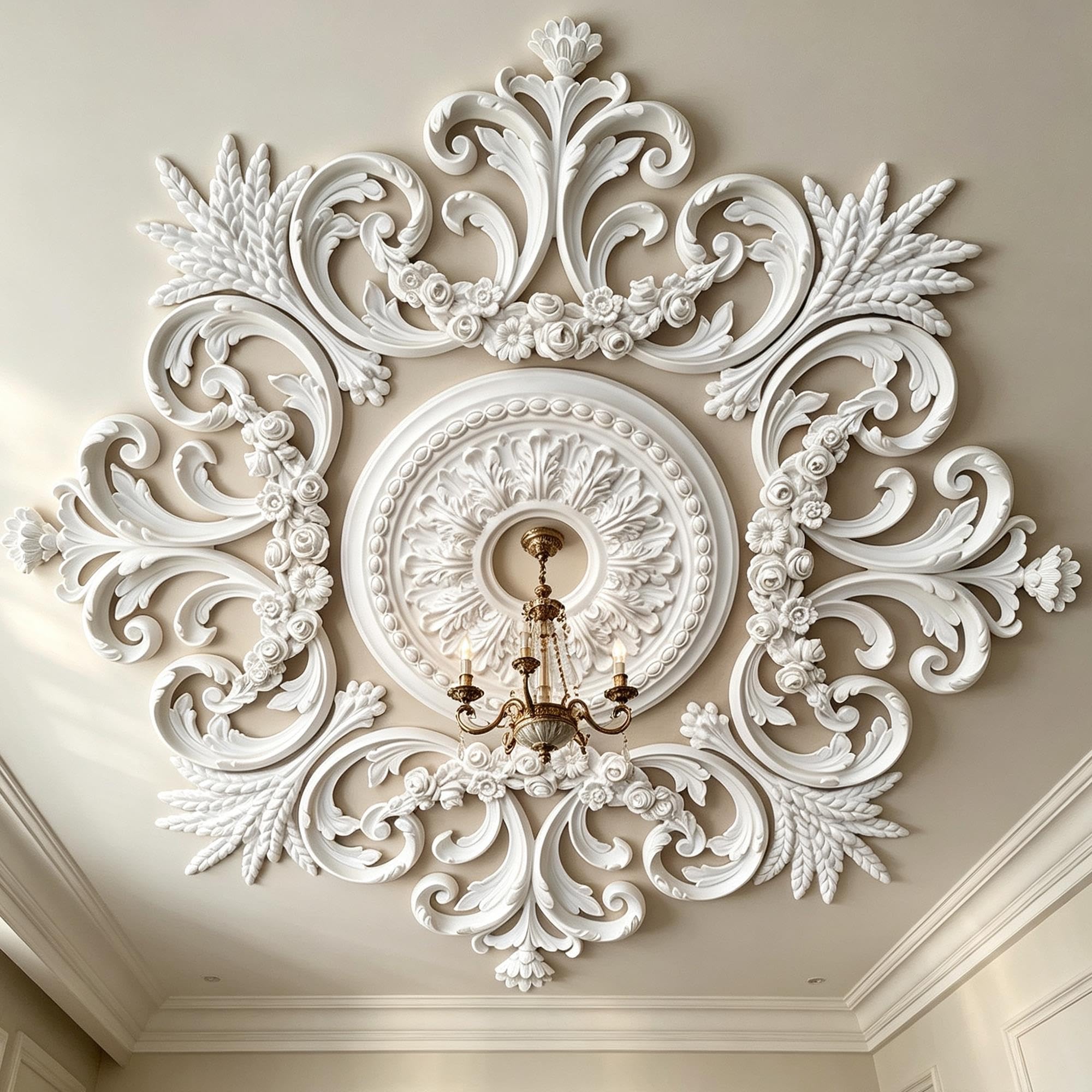 Rosone Soffitto Polistirolo Moderno Decorativo Bianco