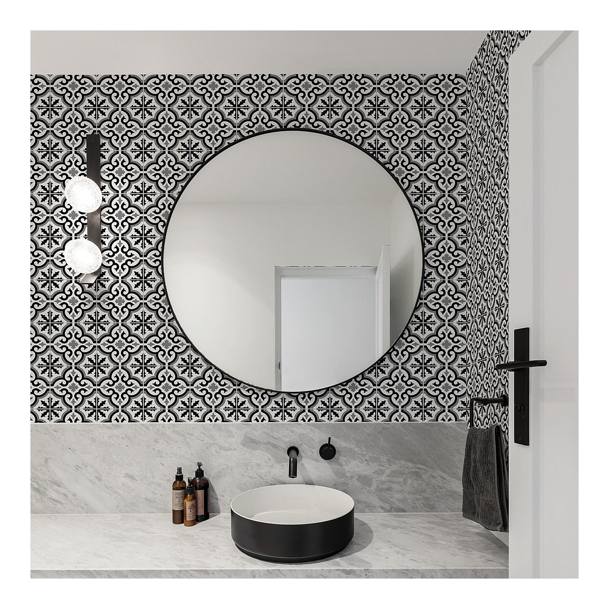 Papier peint autocollant noir grec Transform pour rénovation murale