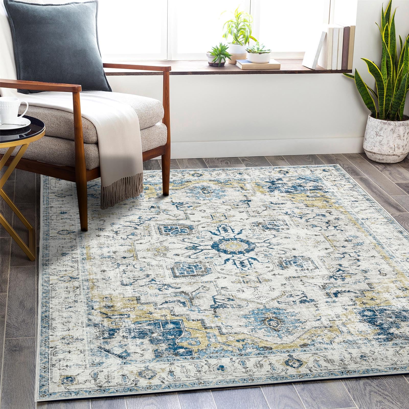 Enyhom Rug　120×180 Vintage Bloom Peaceful Large Rugs Washable Machine cm 180 x 120 Rug, Area Vintage ラグ・カーペット