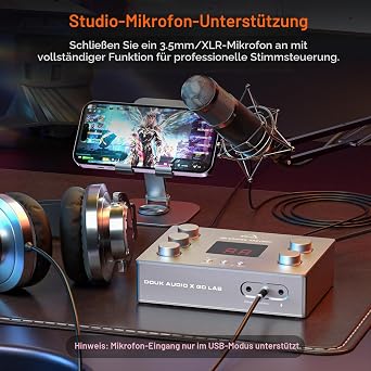 Douk Audio x GD-LAB Z1 Gaming DAC Amplifier for FPS Games with ESS9039Q2M Chip Balanced 4.4mm Headphone Output and XLR Microphone Jack with 48V Supply for PC PS5 Switch and Streamer