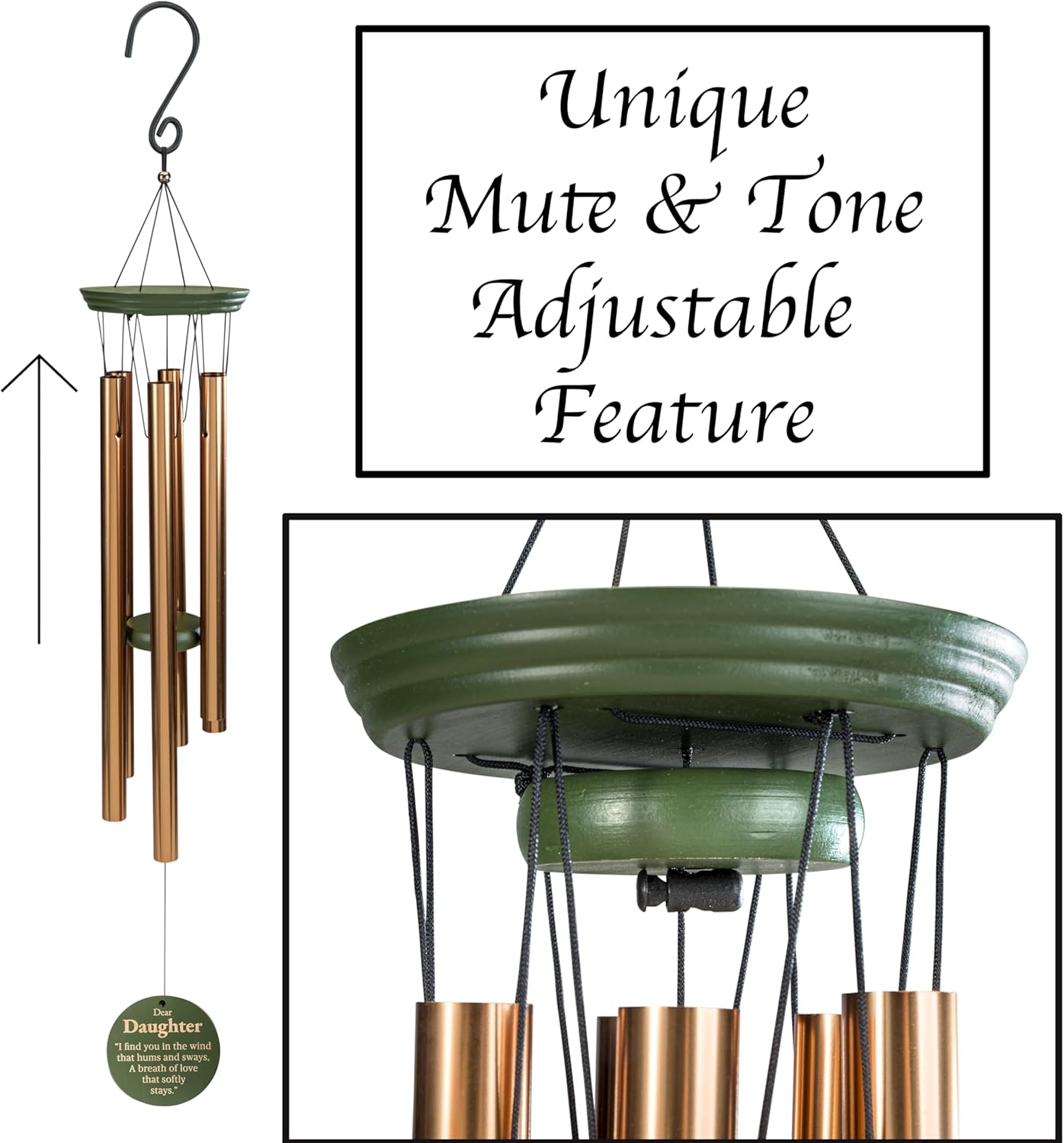Memorial Wind Chime for Loss of Daughter, 31" Wooden Sympathy Wind Chime for Outside, in Memory Bereavement Condolences Remembrance Sympathy Gift for Funeral, Sentimental Memorial Gift for Family