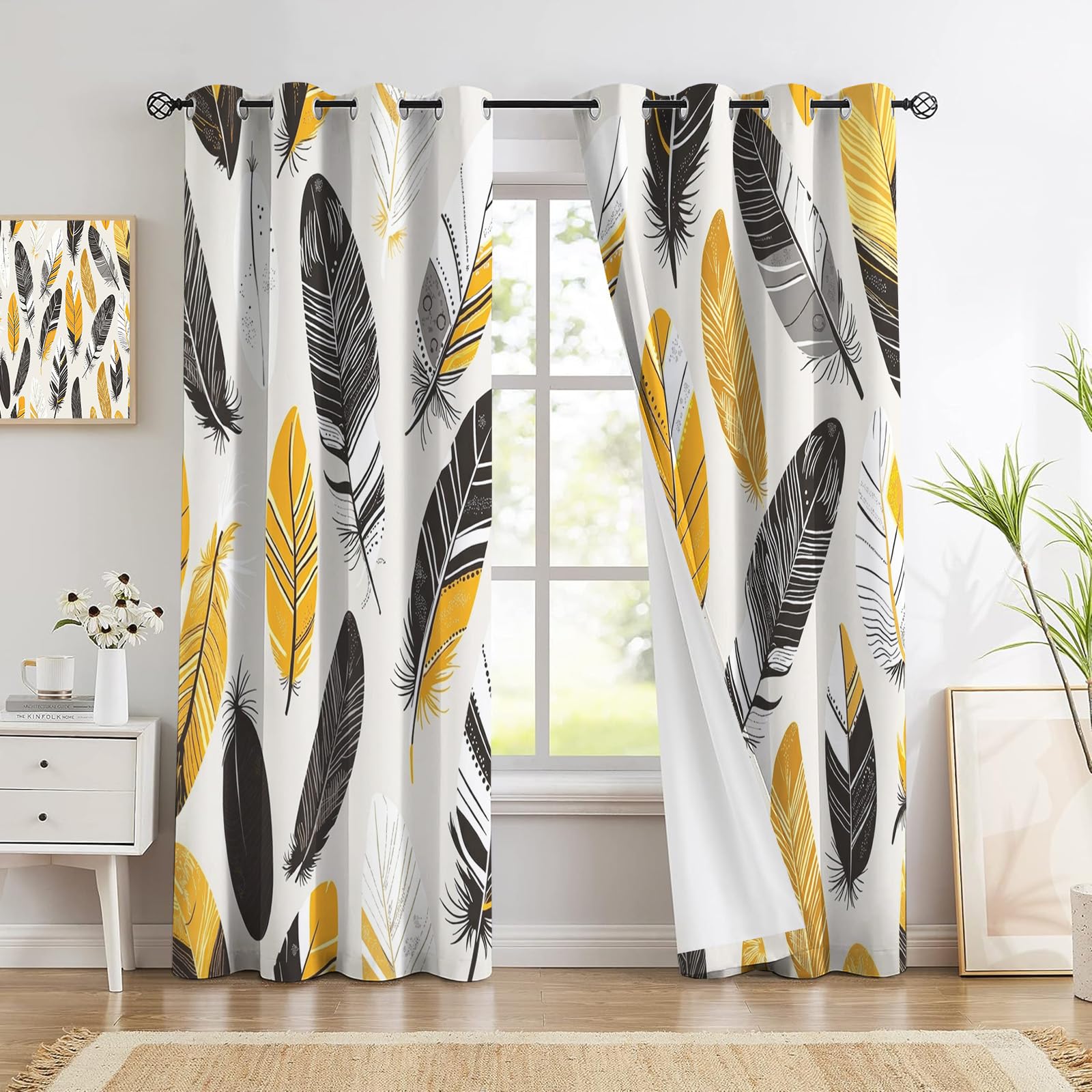 Rideaux style bohème chambre parents occultant thermique isolant jaune 140x240