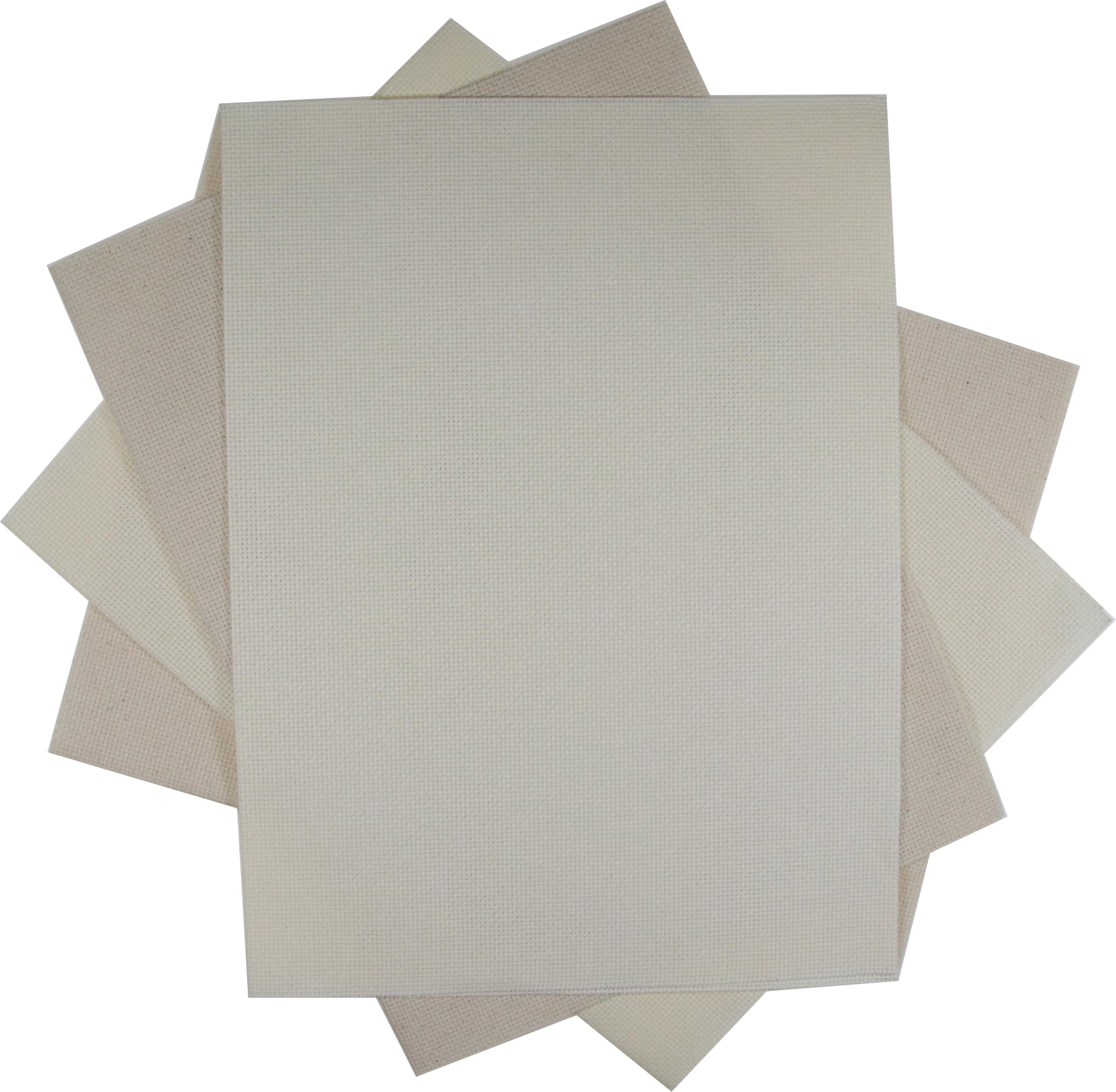 KCS 4/6 pc of 12" x 18" 30cmx45cm 16CT Counted Cotton Aida Cloth Cross Stitch Fabric (Cream+Oatmeal, 4 pc)