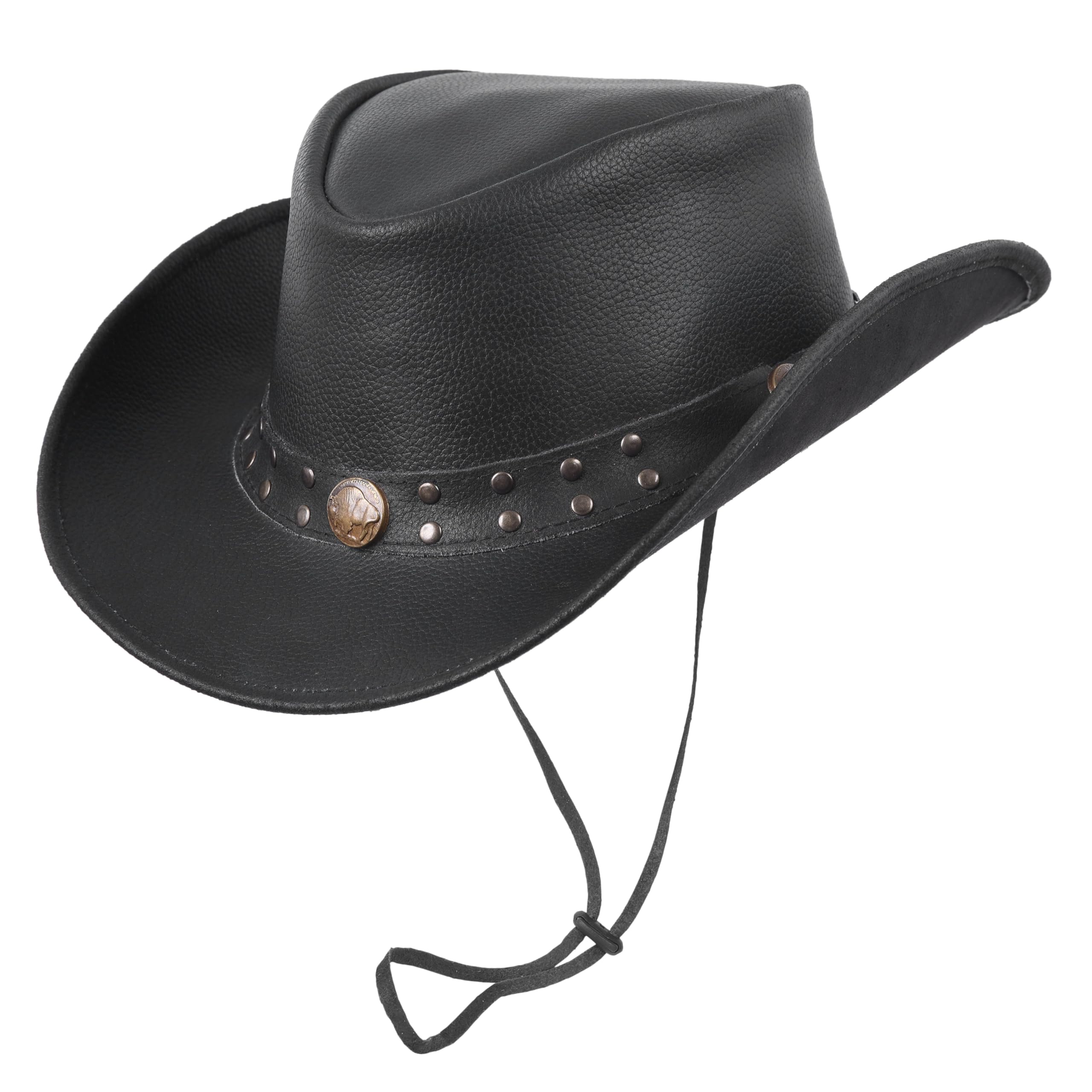 XSHAMROCK Leather Cowboy Hat for Men Women Lightweight Handcrafted Western Shapeable Wide Brim | Western Hats for Men (US, Alpha, Large, Black)
