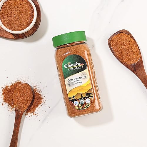 Miniatura 3 de Dwaraka Organic - Polvo de curry caliente, 7 oz, saludable, orgánico, no transgénico, todo natural