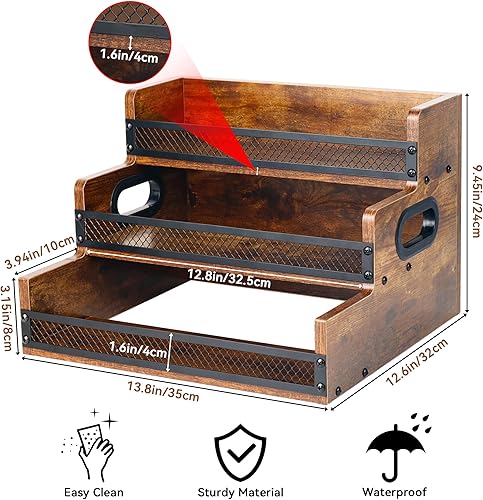 Miniatura 6 de Estante de exhibición de botellas de licor, organizador de jarabe de café, estante de vino de licor de 3 escalones, organizador de estación de café