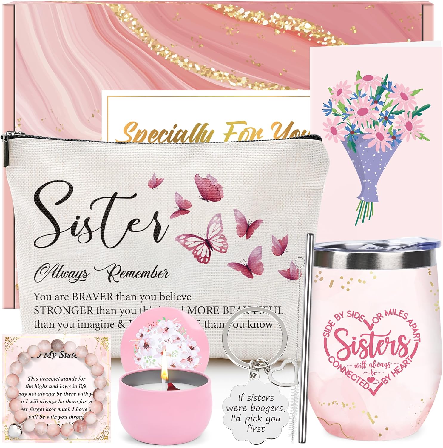 Keluna Retirement Gifts for Women - Retirement Gifts for Her Makeup Bag, Tumbler, Keychain, Bracelet, Greeting Card for Retiring Coworker, Teacher, Wife, Best Friend Christmas